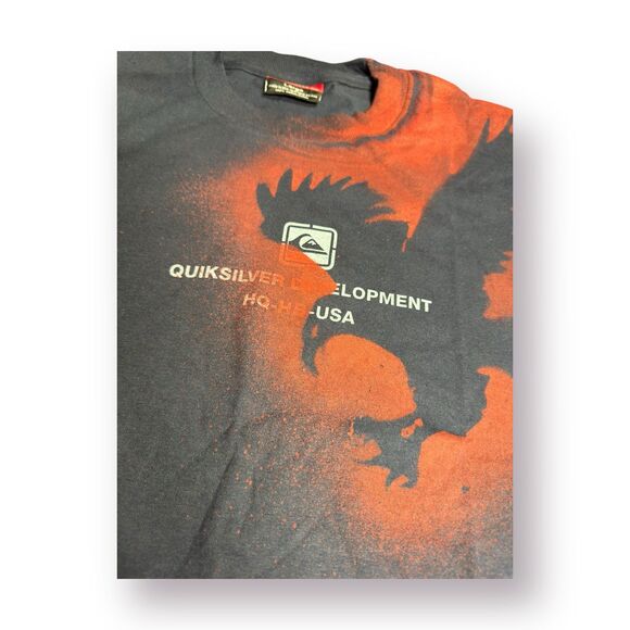 Quiksilver Graphic T-Shirt Size Large Dark Gray Shirt‎ Retro 100% Cotton Skater - Picture 3 of 4